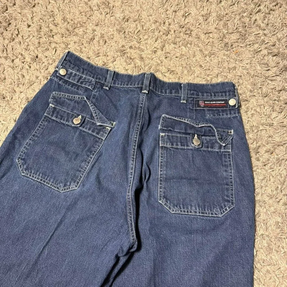 Vintage Y2K Polo Jean Company Baggy Jorts 34 Pocket Embroidered Jean Shorts